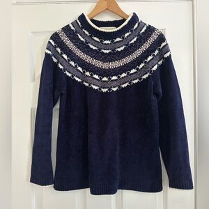 Vintage Dress Barn Cozy Navy and White Winter Fair Isle Apres Ski Sweater